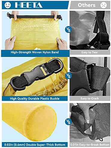 HEETA Dry Bag Waterproof for Women Men, 5L/10L/20L/30L/40L Roll Top Lightweight Dry Storage Bag Backpack with Phone Case for Travel, Swimming, Boating, Kayaking, Camping & Beach, 11 Transparent Colors