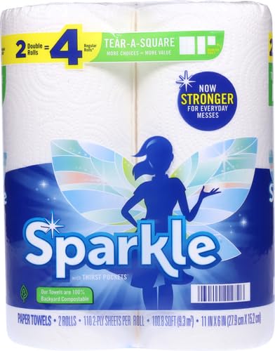 Sparkle Pick-A-Size Paper Towels, 24 Double Rolls = 48 Regular Rolls, Everyday Value Paper Towel with Full and Half Sheets