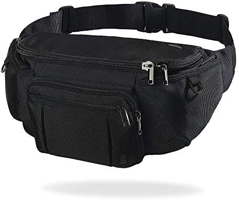 Sports Fanny Pack for Men Women, Outdoor Waist Pack Bag with 6 Zipper Pockets, Super Capacity Bum Bag with Adjustable Belt for Traveling Hiking Cycling Workout Casual