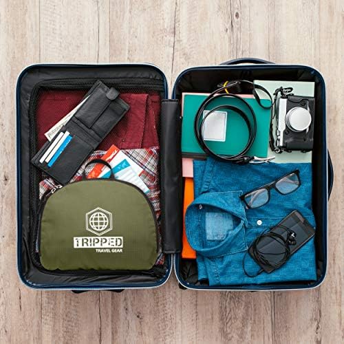 TRIPPED Travel Gear Traveling Backpack- Foldable collapsible lightweight backpack for travel (Green) 35 liters
