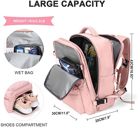 WONHOX Large Travel Backpack Carry on Flight Approved Laptop Work Business Backpack for Women Men Mochila de Viaje