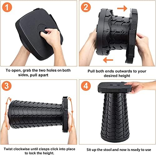 Portable Collapsible Stool Set - Heavy Duty Square Collapsible Stool + Thick Seat Cushion - 550lbs Load Capacity for Camping Travel Picnic Gardening (Red/Black)