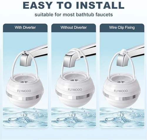 Bath Filter for Tub Faucet - 8 Stages Bathtub Water Filter Reduces Contaminants for Softer, Smoother Skin - 2,500 Gallons of Filtration, BPA Free (White)