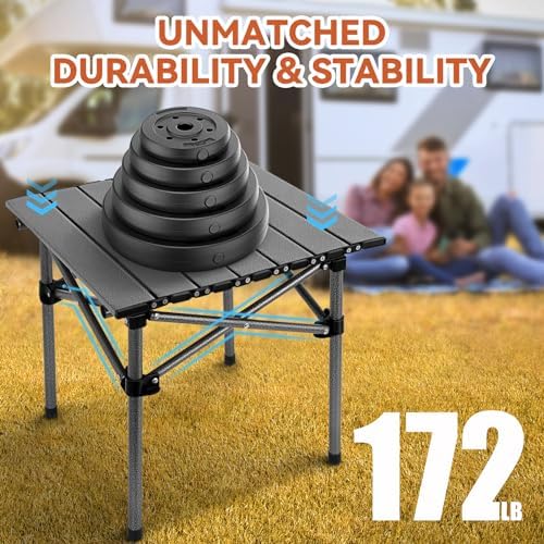 Opliy Portable Folding Camping Table for 2-4 Persons Aluminum Collapsible Table Lightweight with Carry Bag for Camping, Hiking, Picnics, BBQ, Beach Trips & Tailgating