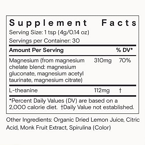Moon Juice Blue Lemon Magnesi-Om | Magnesium Powder Supplement | Magnesium Acetyl Taurinate, Magnesium Gluconate, Magnesium Citrate, L-Theanine | Blue Lemon