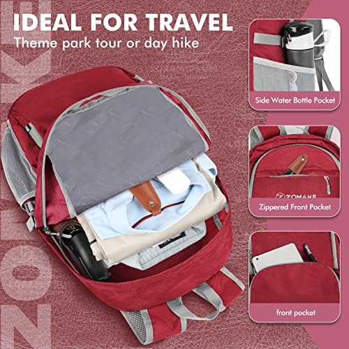 ZOMAKE Lightweight Packable Backpack 30L, Foldable Hiking Backpacks Water Resistant Compact Folding Daypack for Travel(Red)