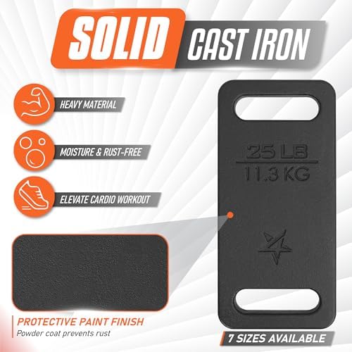 Yes4All Cast Iron Ruck Weight, Weighted Plate for Rucking, Swings, Squat, Strength Training - Multiple Weights: 10LB to 45LB