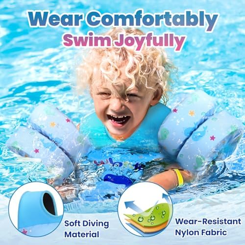 HeySplash Swim Vest for Kids, Toddler Pool Floaties Fit 20-50/70 Lbs, Children Swimming Vest with Adjustable Strap, Swim Jacket Water Wing Arm Float, Puddle Sea Beach Boat Jumper Boy Girl Baby