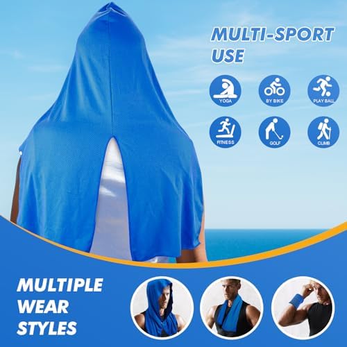 2 Pack Cooling Hoodie Towels, Instant Cooling Towels for Neck and Face, UPF 50 Sun Protection, Ice Towel for Hot Weather, Head Towel for Sports, Camping, Cycling & More Activities