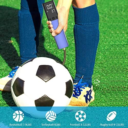 Pumteck Electric Ball Pump, Smart Air Pump Portable Fast Ball Inflation with Precise Pressure Gauge and Digital LCD Display for Football Basketball Volleyball Football (2 Pin and 1 Spout)