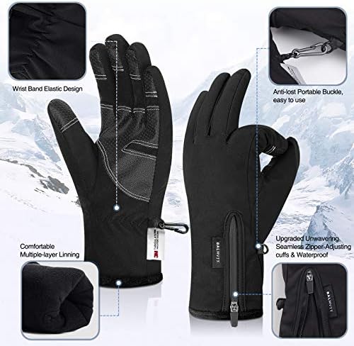 -10℉ Waterproof Winter Gloves for Men & Women, 5-Layer Touch Screen Breathable Cold Weather Gloves
