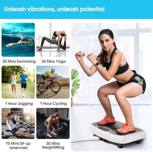 Vibration Plate Exercise Machine for Lymphatic Drainage Weight Loss,SoftGym Power Vibration Plate 300-400 Lbs Capacity Full Whole Body Workout Vibration Platform,Waver Vibration Plate for Home Fitness
