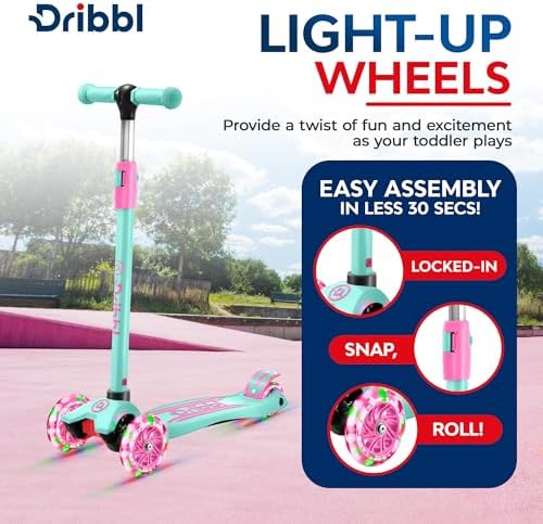 3-Wheel Kids Scooter - Lean-to-Steer Technology, Adjustable Height Handlebar, Wide Anti-Slip Deck, Scooter for Boys & Girls Ages 3+, Child Safety Approved, Support Riders Up to 165 lbs, Candy