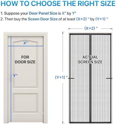 Heavy Duty Door Screen Magnetic Closure, LOVIGA Thickened Fiberglass Screen Door Mesh, Self Sealing, Tear Resistant, Easy Assemble, Fine Mesh Keep Bugs Out Fit Door Size 36 Inch X 82 Inch Black