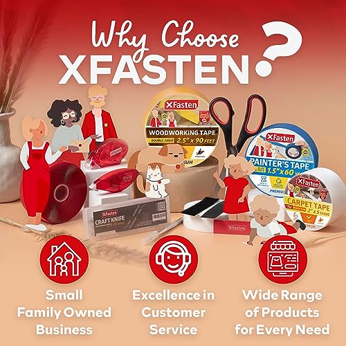 XFasten Double Sided Carpet Tape for Area Rugs, 2 Inch x 30 Yards – Heavy Duty Anti Slip Rug Grip Tape, Works as Rug Grippers, Residue Free, Wood Safe, Easy Removal for Hardwood and Laminated Floors