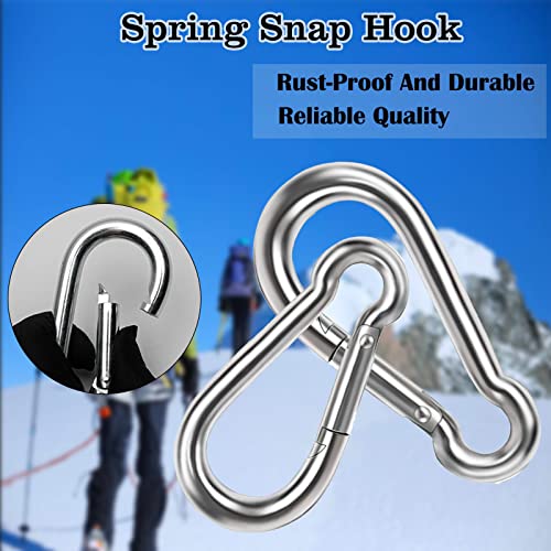 Carabiner 3 Inch Spring Snap Hook, 16pcs M8 5/16 Inch Spring Snap Hook Quick Link for Camping Hiking, 500LBS Holding Capacity Heavy Duty Steel Carabiner Clip Buckle for Hammock Swing Fitness