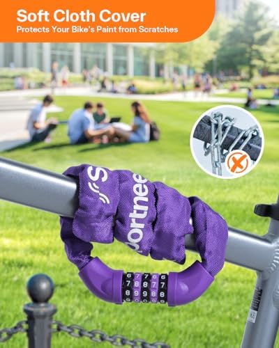 Sportneer Bike Lock: 5 Digit Combination High Security Anti Theft Bike Chain Lock - 3.2/3.6/4ft Heavy Duty Keyless Bicycle Lock for Bike, Motorcycle, Scooter, Door & Gate - 4/6mm Thick, Easy to Use