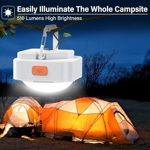 Rechargeable Camping Lights FLY2SKY 4Pcs White Tent Lights Mini Flashlight Portable LED Camping Lantern Survival Gear Camping Accessories for Hiking Backpacking Fishing Hurricane Emergency Outage
