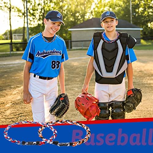 Junkin Baseball Necklaces Three Braided Rope Titanium Necklace for Team Gifts Boys Men Player Softball Fans Sports