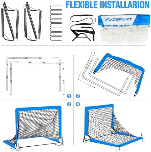 Kids Soccer Goals for Backyard Set - 2 of 4' x 3' Portable Soccer Goal Training Equipment, Pop Up Toddler Soccer Net with Soccer Ball, Soccer Set for Kids and Youth Games, Sports