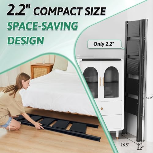 5 Step Folding Heavy Duty Step Ladder, 330 Lbs Load, Black, Iron & Plastic, 46 Inch Tall, Anti-Slip, Multi-Position, Indoor/Outdoor