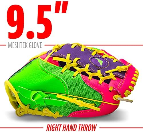 Franklin Sports Kids Baseball Glove + Ball Sets - Meshtek Youth Teeball Gloves for Kids + Toddlers - Left + Right Hand Throw Mitts + Glove Sets with Foam Balls - Boys + Girls Gloves - 9.5" Inch