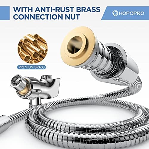 6-Mode High Pressure Handheld Shower Head Set, Consumer Reports Recommended HOPOPRO High Flow Hand Held Showerhead with 59 Inch Hose Bracket Teflon Tape Rubber Washers