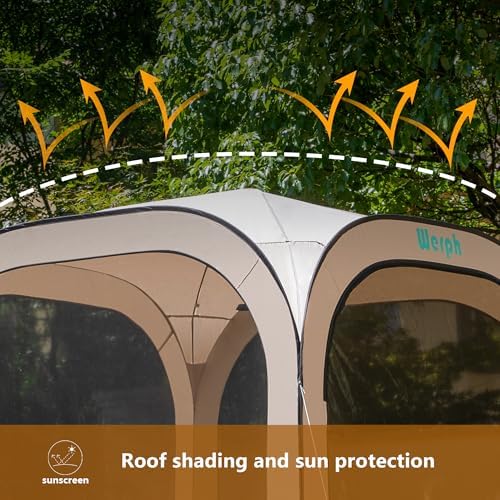 Pop Up Tent,Portable Canopy Tent with Mesh Mosquito Net, Screen House Room Canopy Shade Screen Tent 6 x 6 FT with Carry Bag for Patio, Backyard, Sports & Outdoors Activities, Beige