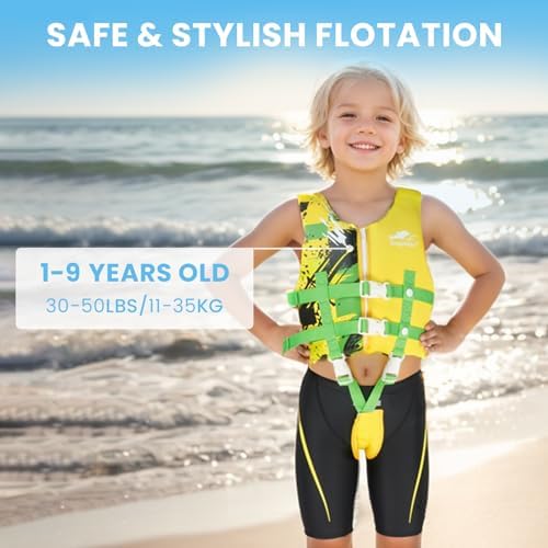 Gogokids Toddler Swim Vest, Kids Float Jacket for 20-30-40-50 lbs Girls and Boys, Float Swimwear with Duel Adjustable Safety Strap, for 2-9 Year Old Children
