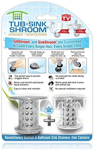 TubShroom and SinkShroom Drain Protectors Hair Catchers for Bathtubs and Sinks, Gray