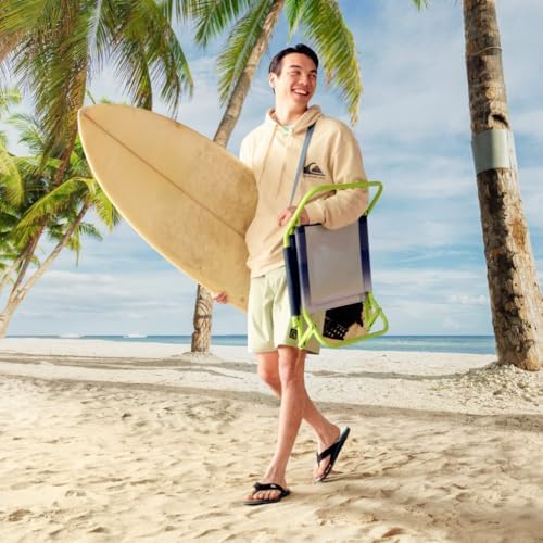 Quiksilver Low Beach Chair – Lightweight Folding Chair – Portable and Durable Chairs for Beach, Patio, Camping Chair, or Sporting Events with Carry Strap