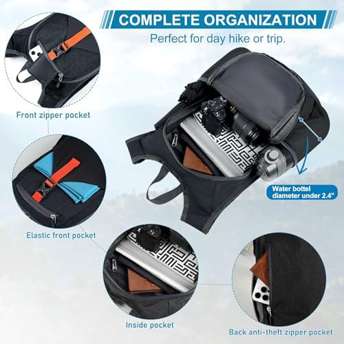 FIORETTO 15L Hiking Backpack for Women Men Mini Packable Backpack Lightweight Small Daypack for Camping Travel Outdoor, Black