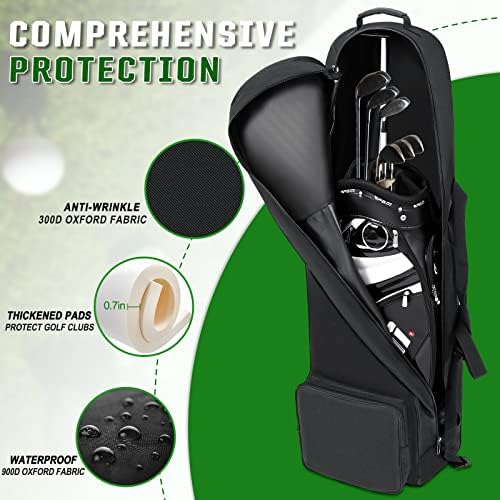 Golf Travel Bags for Airlines with Adjustable Support Rod and Detachable Shoulder Straps, Soft Foldable Golf Club Travel Covers, 900D Heavy Duty Oxford -Universal Size
