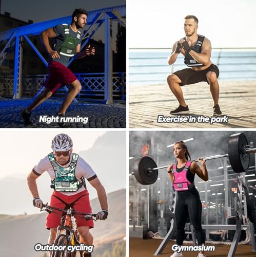 APEXUP Adjustable Weighted Vest, 4-10lb/12-18lb/20-32lb Vest with 6 Ironsand Weights and Large Pocket, Weight Vest for Men Women Strength Training, Running, Walking