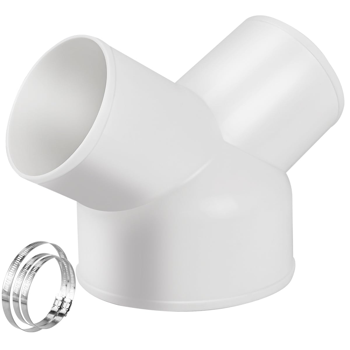 Enenes Duct Splitter Reducer, 3 Way Duct Connector for Exhaust Fan Dryer Vent Hose 6 Inch to 4 Inch to 4 Inch Dia Come With 3 Pieces Stainless Steel Hose Clamps (6 Inch-4 inch - 4 Inch)