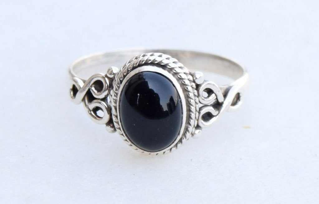 Black Onyx Stone Ring 925 Sterling Silver Statement Ring For Women Handmade Gemstone Christmas Jewellery Size US 8 Gift For Her