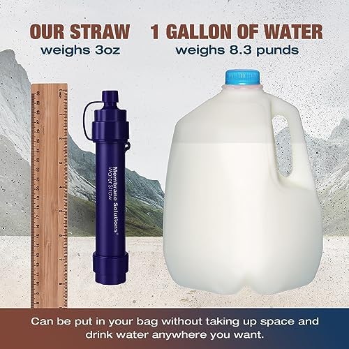Membrane Solutions Water Filter Straw WS02, Detachable 4-Stage 0.1-Micron Portable Water Filter Camping, 5,000L Water Purifier Survival Gear and Equipment for Hiking Camping Travel and Emergency