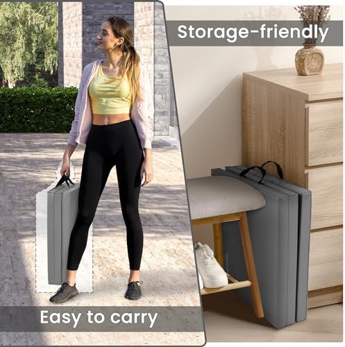 BalanceFrom Folding Gymnastics Mat Home Gym Floor Tumbling Equipment, Multicolor