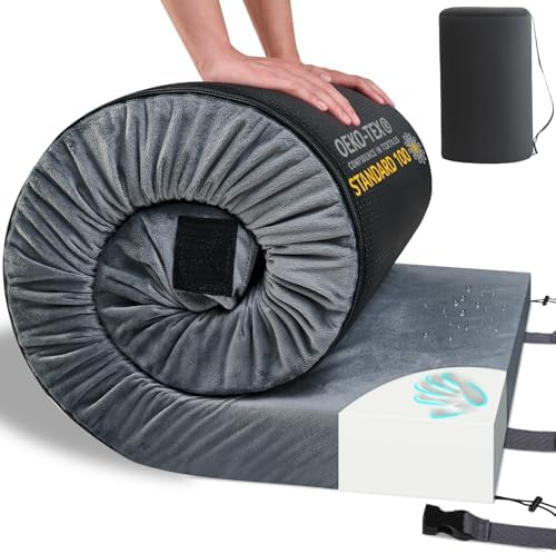 HomeMate CertiPUR-US Memory Foam Camping Mattress Pad Portable Roll Up Mattress for Adults Sleeping Mat Cot Mattress Pad