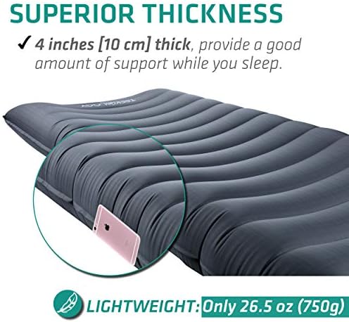 TREKOLOGY UL80 Ultralight Inflatable Backpacking Sleeping Pad for Camping