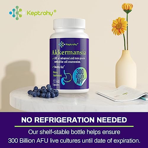 300 Billion AFU Akkermansia Muciniphila - A Live Probiotics for Women Men, for GLP-1, Probiotics for Digestive, Gut, Immune & Overall Health, Enhances Gut Digestive Lining function, 60 Capsules
