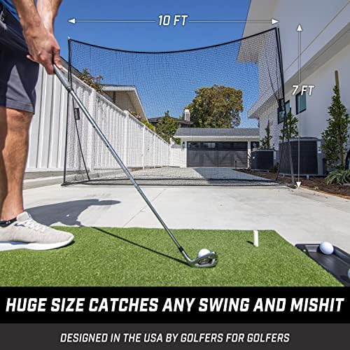 GoSports Golf Practice Hitting Net - Choose Between Huge 10 x7 ft or 7 x7 ft Nets -Personal Driving Range for Indoor or Outdoor Use - Designed by Golfers for Golfers