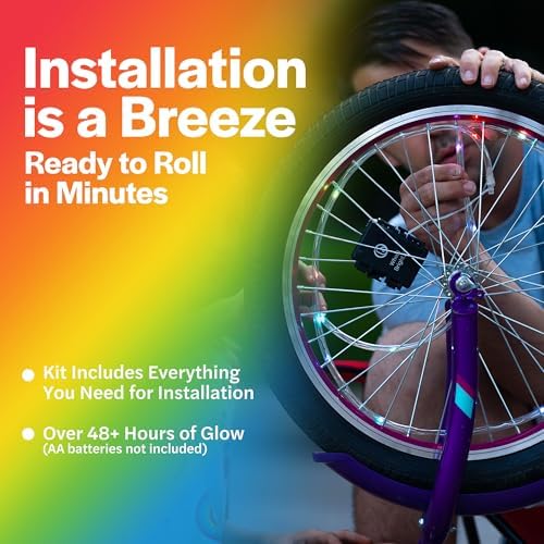 Brightz WheelBrightz LED Bike Wheel Lights - 2025 Edition with Superior Straps & LED-Weatherproof Shield! 14 Colors - Unmatched Durability, Visibility & 48+ Hours of Dazzling Illumination