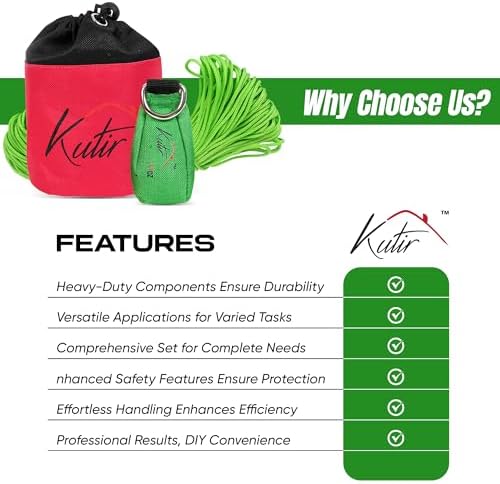 Throw Weight and Line Kit with Storage Bag 11 OZ 600D Pouch, 150 Foot Polyethylene Easter Rope for Arborists, Suitable for Tree Climbing, High Limb Throwing