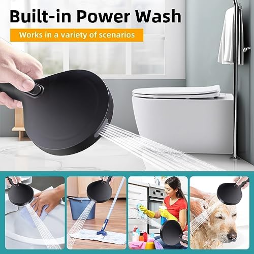 Cobbe Filtered Shower Head, High Pressure 9 Spray Mode Handheld Shower Head with Filter Built-in Power Wash with Hose and Water Softener for Hard Water Remove Chlorine, Matte Black
