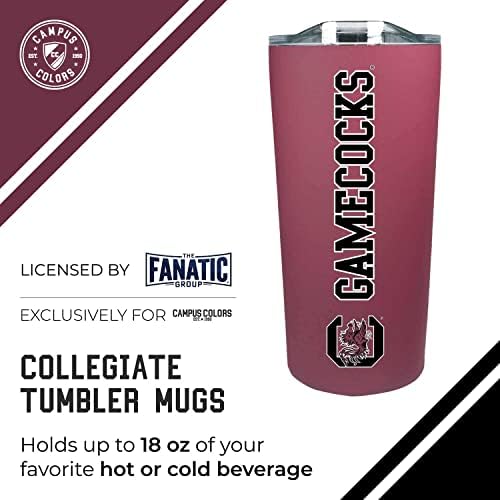 Campus Colors NCAA Stainless Steel Tumbler perfect for Gameday - 18 oz - Double Walled - Keeps Drinks Perfectly Insulated (South Carolina Gamecocks - Maroon)