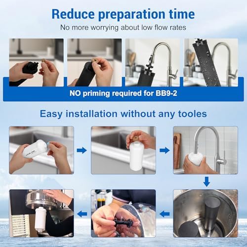 Gravity Water Filters for Berkey Water Filter Replacement, Replacement for BB9-2® Black Filter & for PF-2® Fluoride Filters Combo Packs, Compatible with Berkey® Gravity Water Filter System, (NSF 42)