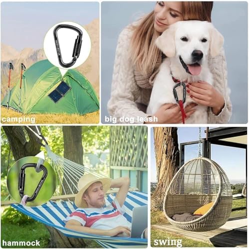 Auto Locking Carabiner Heavy Duty Carabiner 25kN UIAA Certified Climbing Carabiner Climbing Equipment Safety Carabiner for Rappelling, Hammocks, Rescue, Dog Leash, Swing