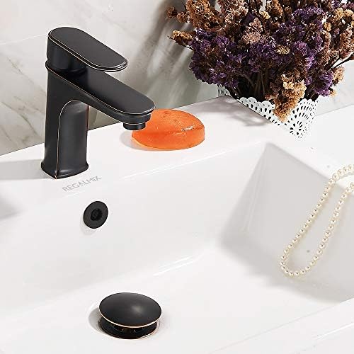 Vessel Sink Drain Assembly, Pop-up Drain With Detachable Basket Stopper, Anti-Explosion And Anti-Clogging Strainer, Overflow, Oil Rubbed Bronze, RWF083K