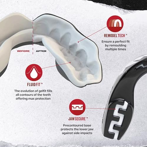 SafeJawz Sports Mouthguard, Dual Layer Premium Mouth Guard with Case for Basketball, Lacrosse, Football, Martial Arts, Hockey, Wrestling, Ice Hockey and All Contact Sports